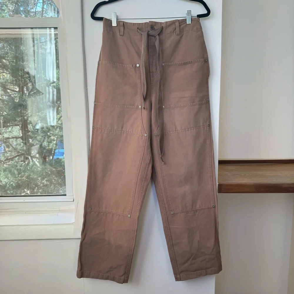 New Free People Wide Leg Carpenter Drawstring Jeans Small